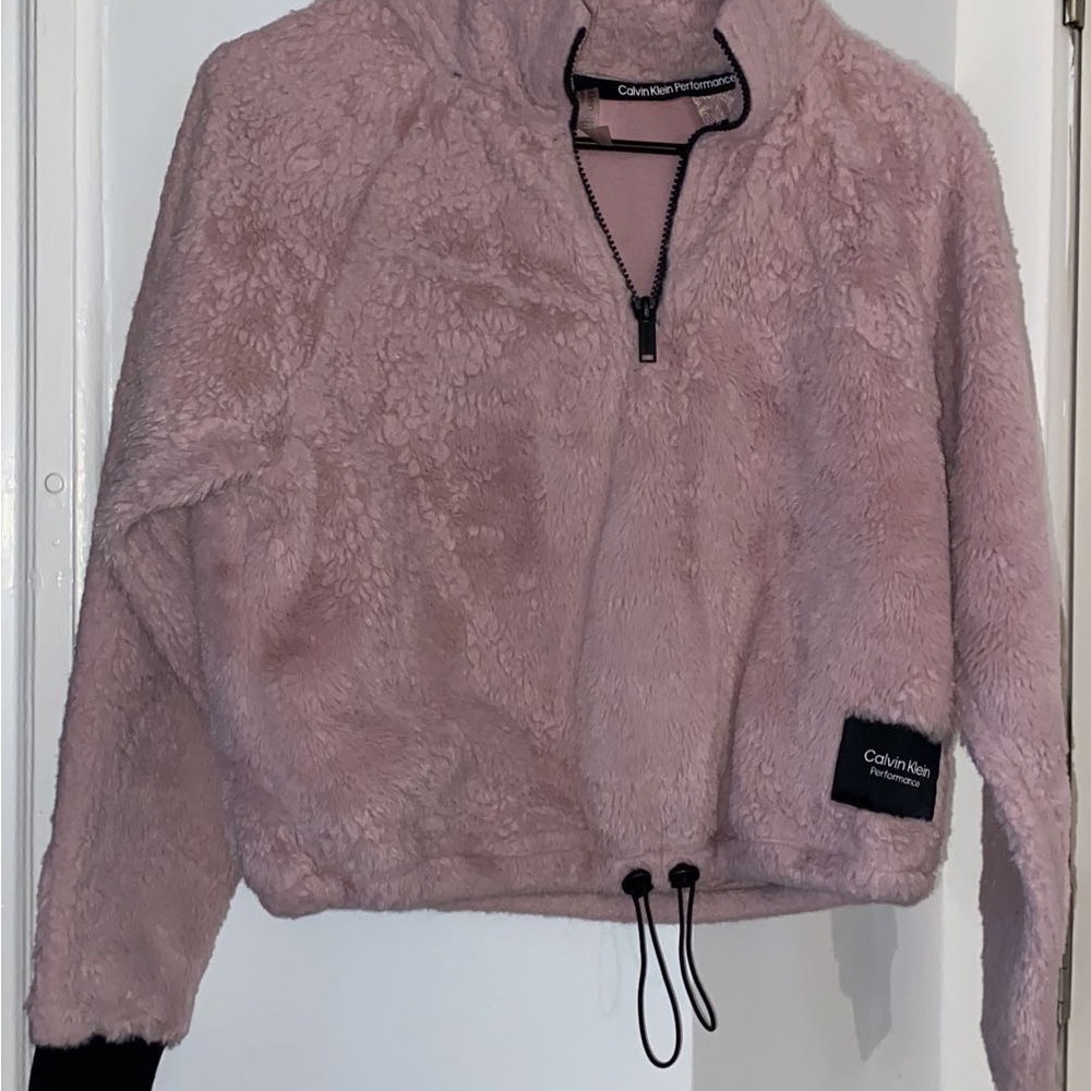 Calvin Klein Pink Teddy Sherpa Half-Zip Jacket